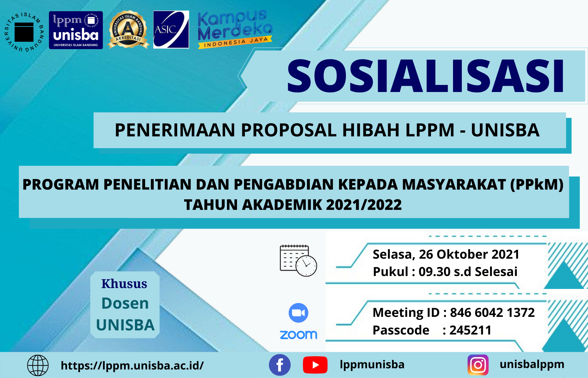 Sosialisasi Penerimaan Proposal Hibah LPPM-UNISBA PPkM Tahun Akademik 2021/2022